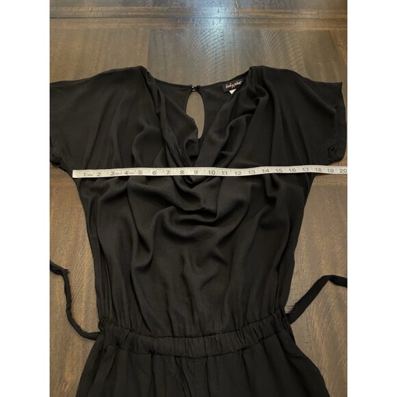 Baby Phat Black Cropped Jumpsuit S Cowl Neck Dolman Sleeve Waist Tie Minimalist - Picture 9 of 11